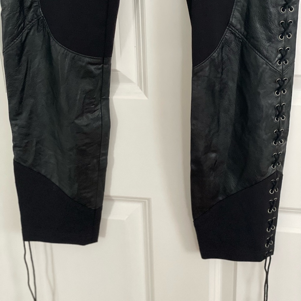 Haute Hippie Lace Up Leather Leggings Size M - Picture 4 of 15